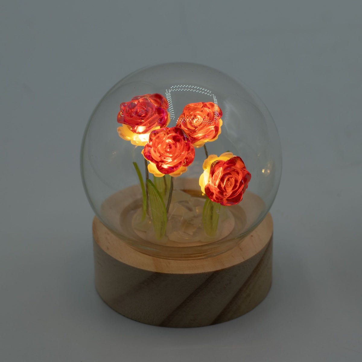 Lichtdekoration unter Glas – Rote Rosen · Batteriebetrieben