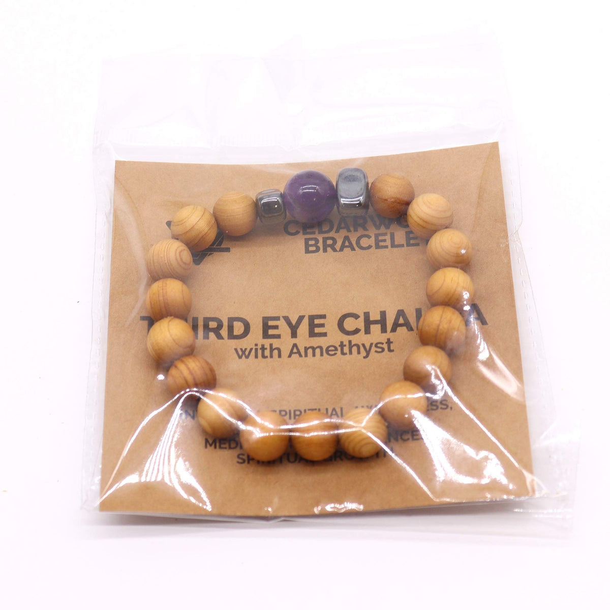 Zedernholzarmband für das Dritte-Auge-Chakra mit Amethyst