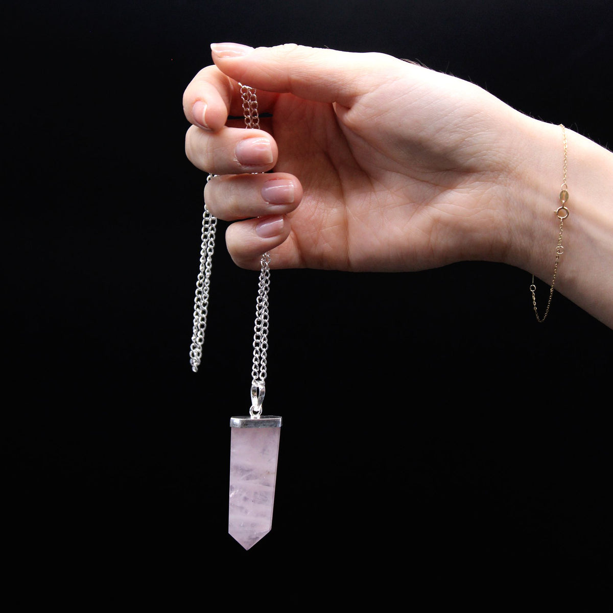 Flacher Mineral-Bleistift-Anhänger – Schwarzer Achat