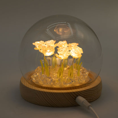 Lichtdekoration unter Glas – Rosa Rosen · USB