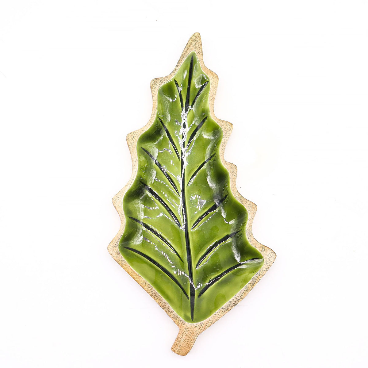 Emaillierte Schale in Blattform – 33 x 17 cm