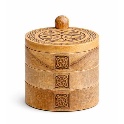 Drehbare Box mit drei Ebenen – keltisches Motiv.