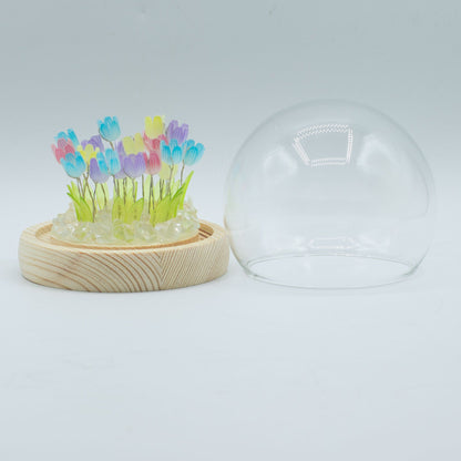 Lichtdekoration unter Glas – Bunte Tulpen · USB