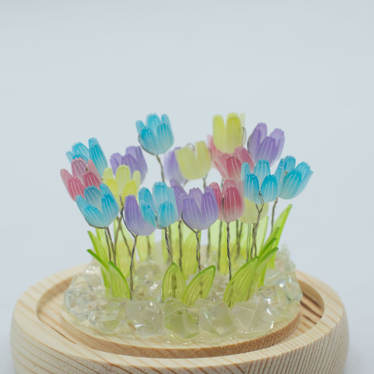 Lichtdekoration unter Glas – Bunte Tulpen · USB