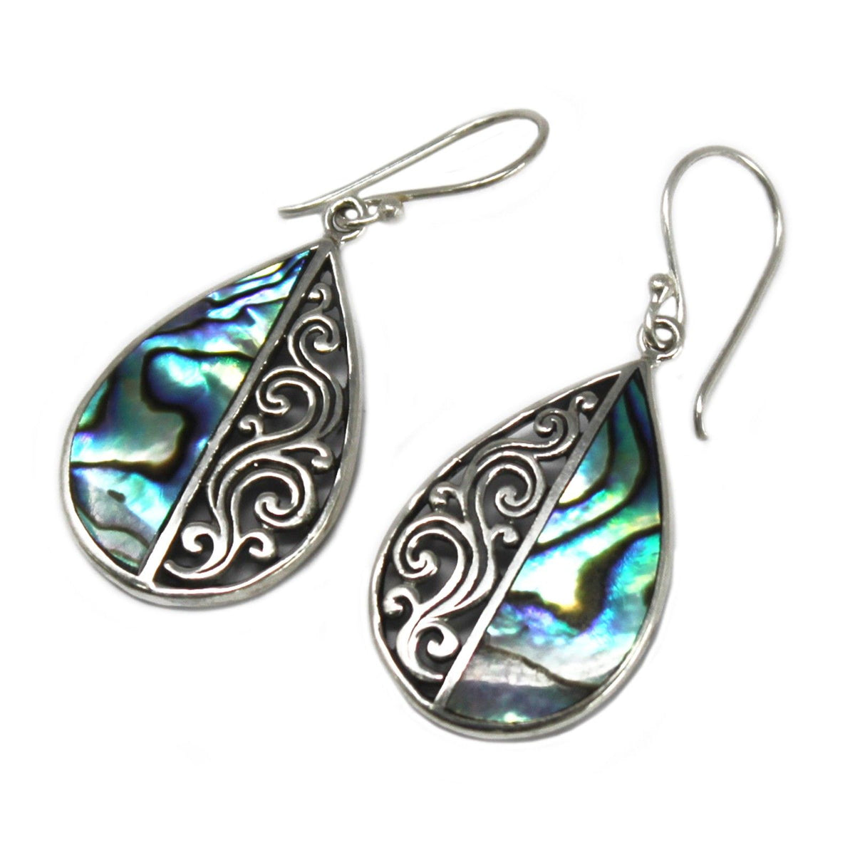 Ohrringe aus Muschel und Silber – Tropfenform – Abalone