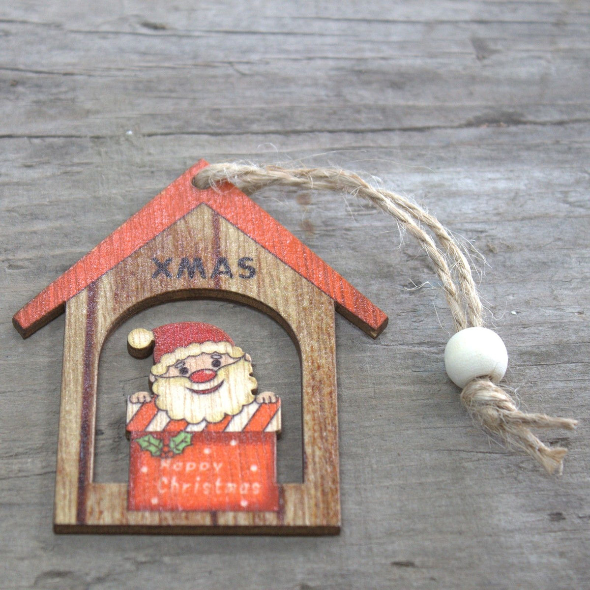 2er-Pack Weihnachtsdekorationen aus Holz – Weihnachtsmanngeschenk