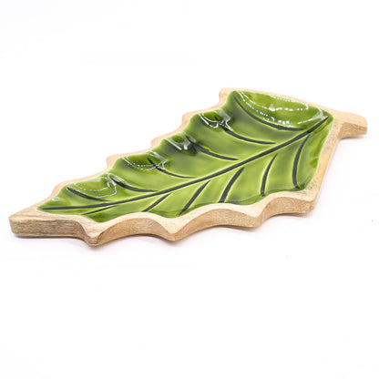 Emaillierte Schale in Blattform – 33 x 17 cm