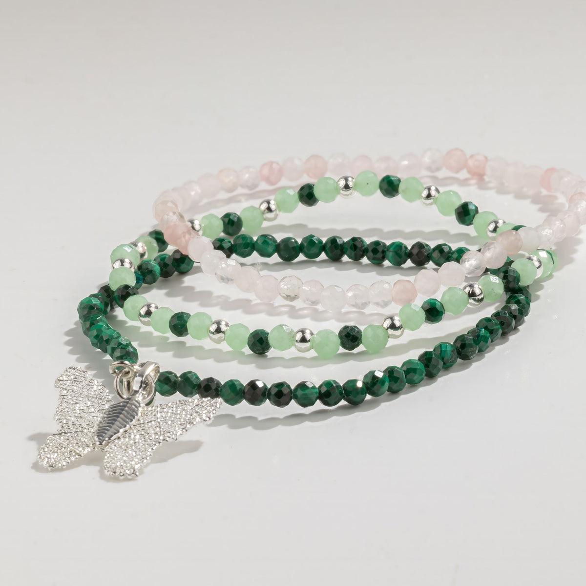 Set mit 3 Mineralienarmbändern „Nymphe – Waldgeschichte“