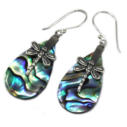 Ohrringe aus Muschel und Silber – Libellen – Abalone