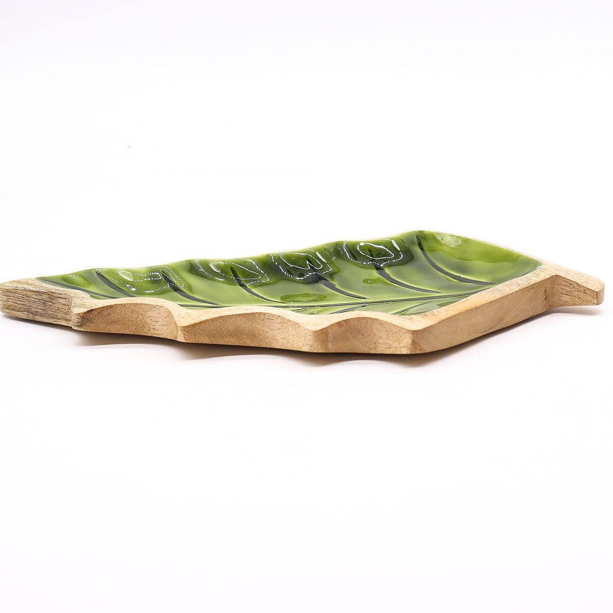 Emaillierte Schale in Blattform – 33 x 17 cm