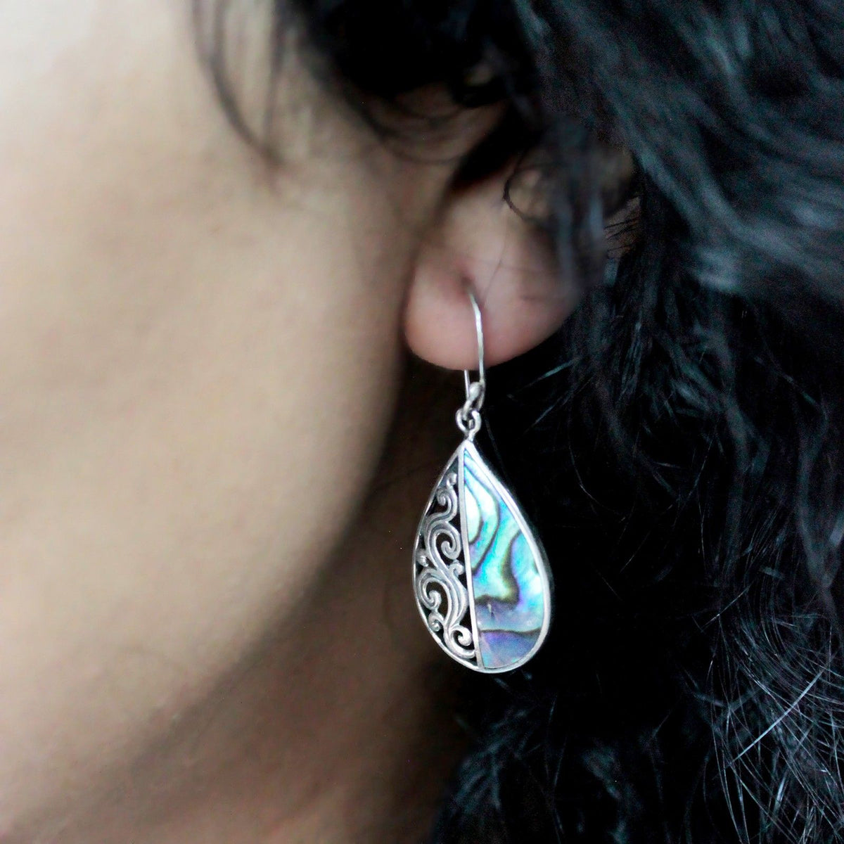 Ohrringe aus Muschel und Silber – Blumen – Abalone