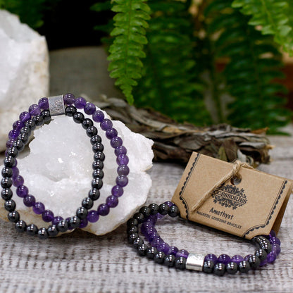 Magnetisches Edelsteinarmband - Amethyst