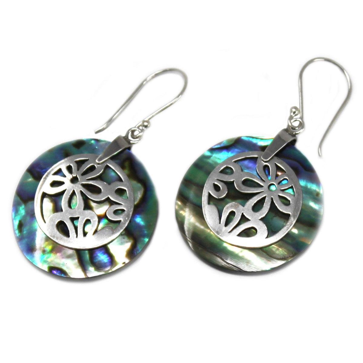 Ohrringe aus Muschel und Silber – Blumen – Abalone