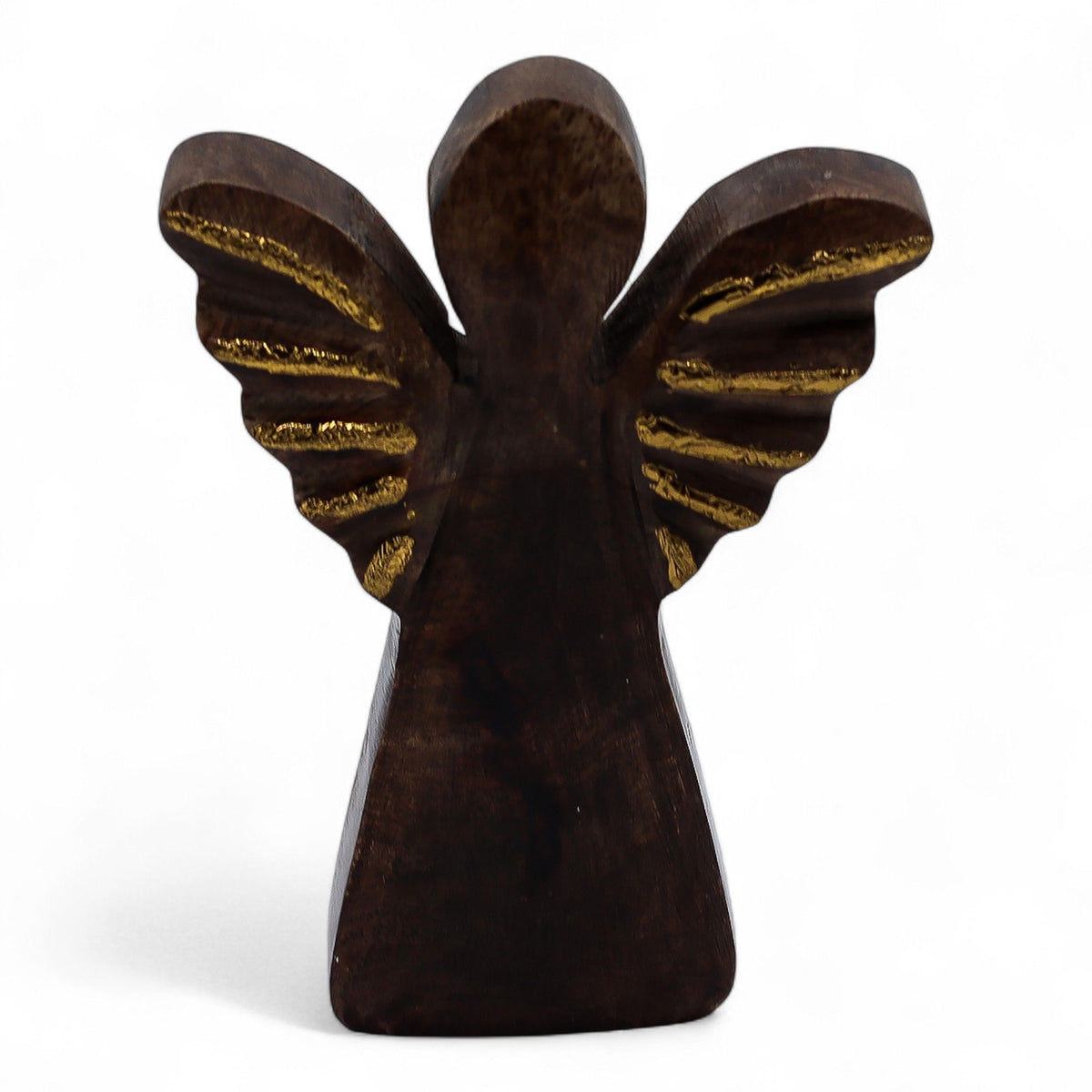 Kleiner Engel aus Mangoholz – Golddekor – 12 cm