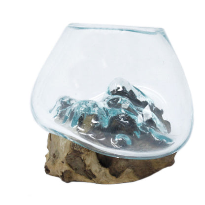 Glasschale auf Holz – klein