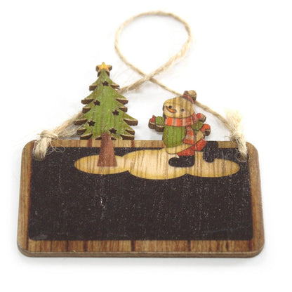 2er-Pack Weihnachtsdekorationen aus Holz – Schneemann & Baum