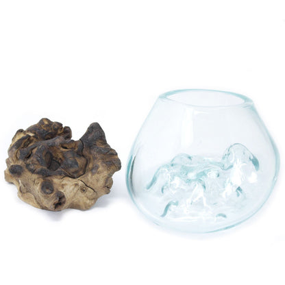 Glasschale auf Holz – klein