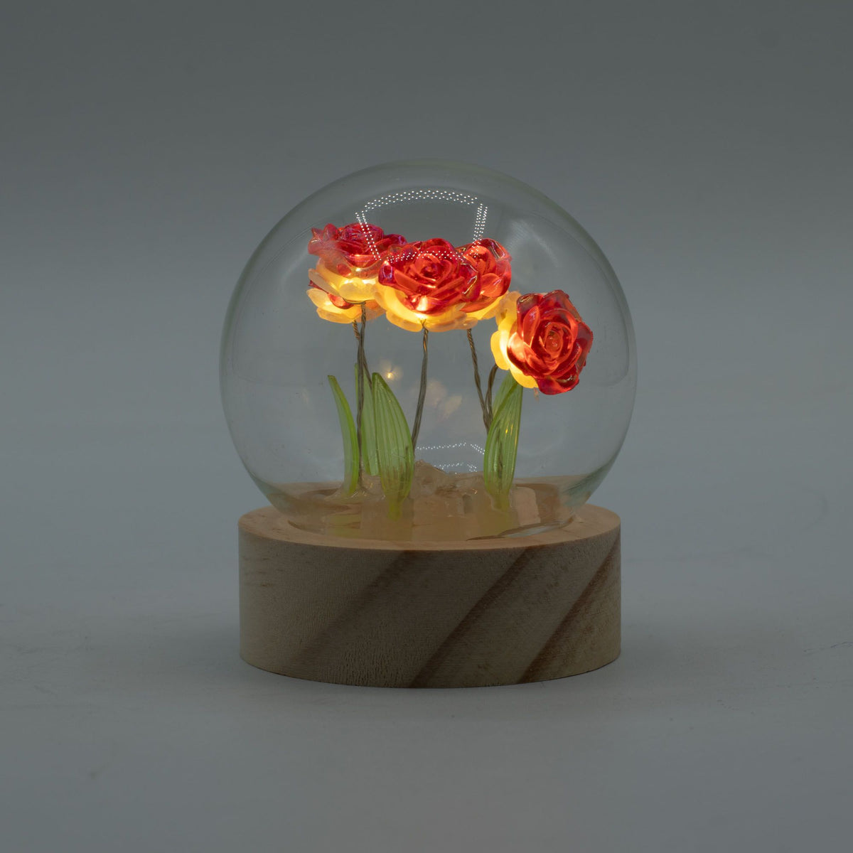 Lichtdekoration unter Glas – Rote Rosen · Batteriebetrieben