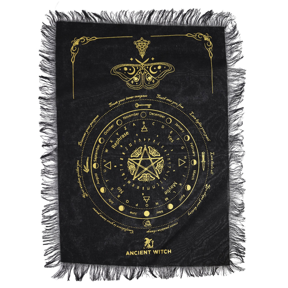 Pendelbasis „Antike Hexe“ – Motte · Schwarz und Gold