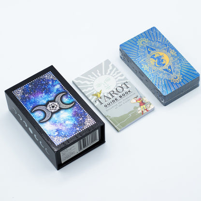 Mondgesicht-Tarotkarten mit Anleitung – Blau