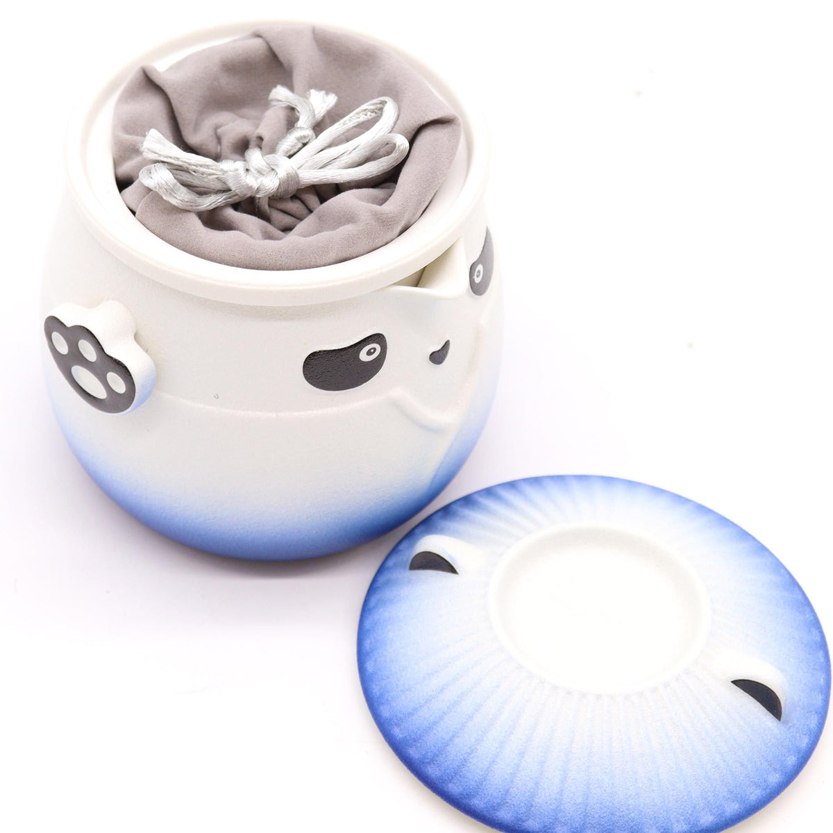 Panda-Teekannen-Set mit 3 Tassen – Himmelblau
