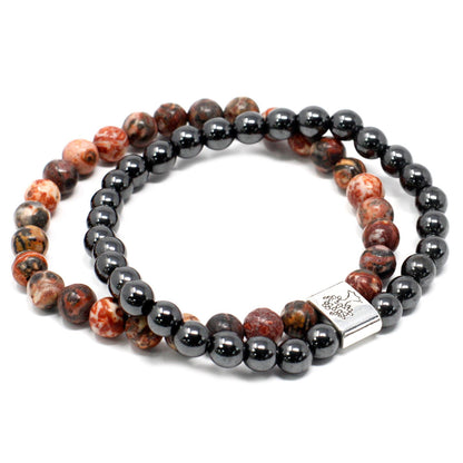 Magnetisches Edelsteinarmband – Leopardenjaspis