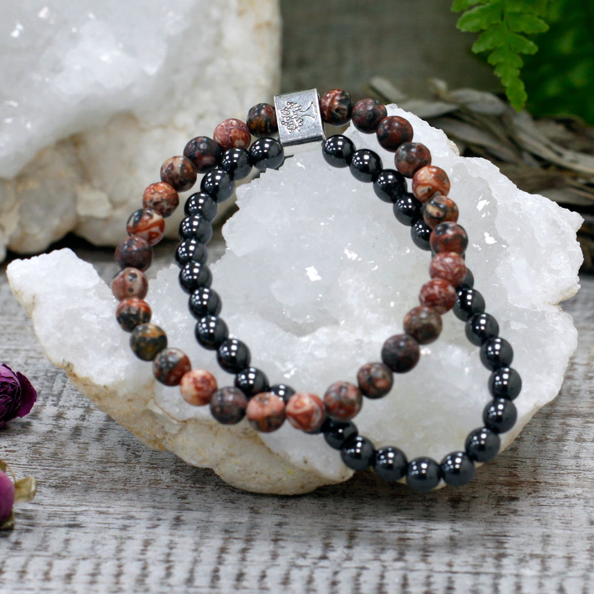 Magnetisches Edelsteinarmband – Leopardenjaspis