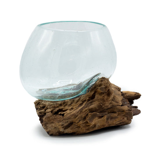 Glasschale auf Holz – mittelgroß