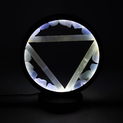 Dekorative Lampe Halo – Aquamarin und Selenit · Wasser