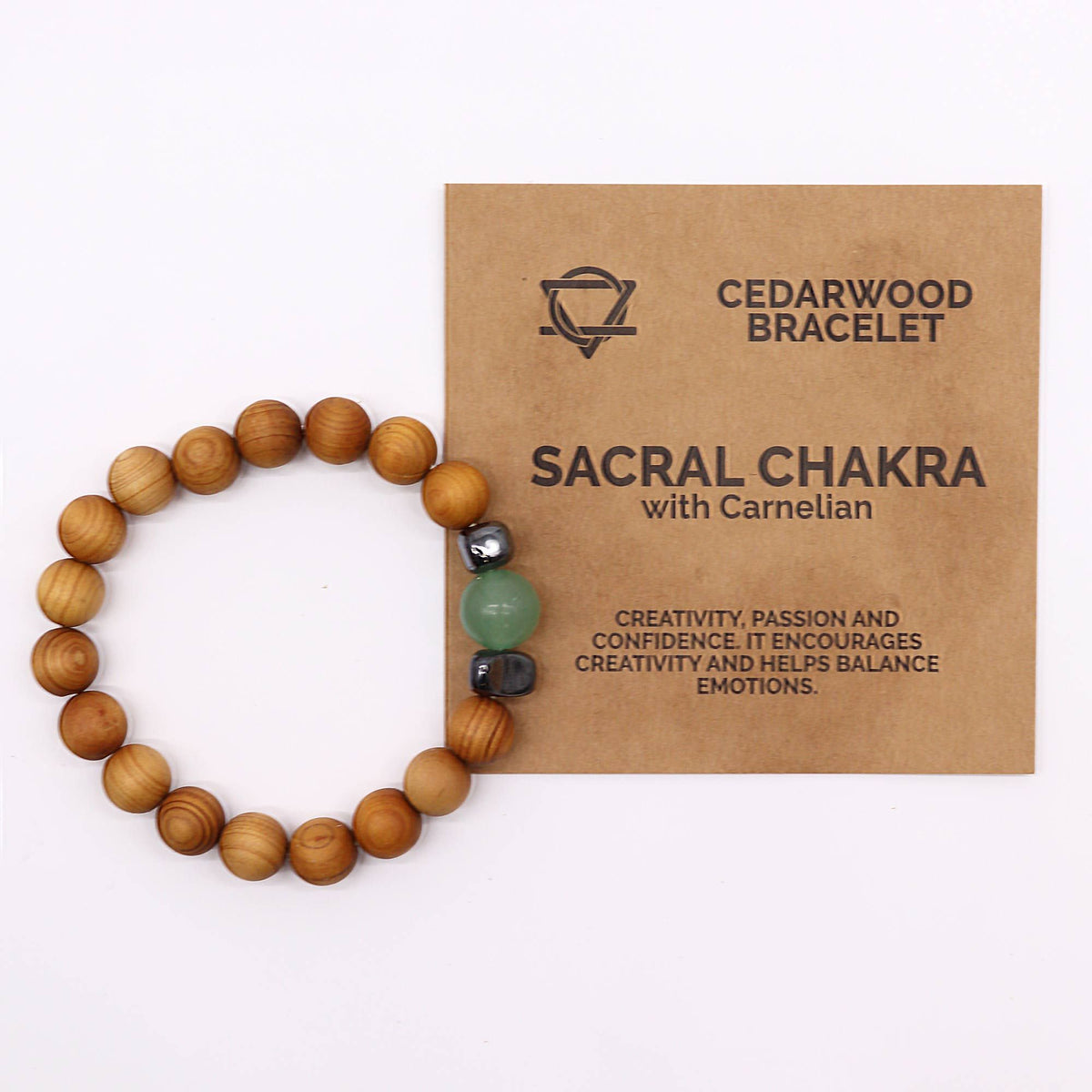 Sakralchakra-Armband aus Zedernholz mit Aventurin