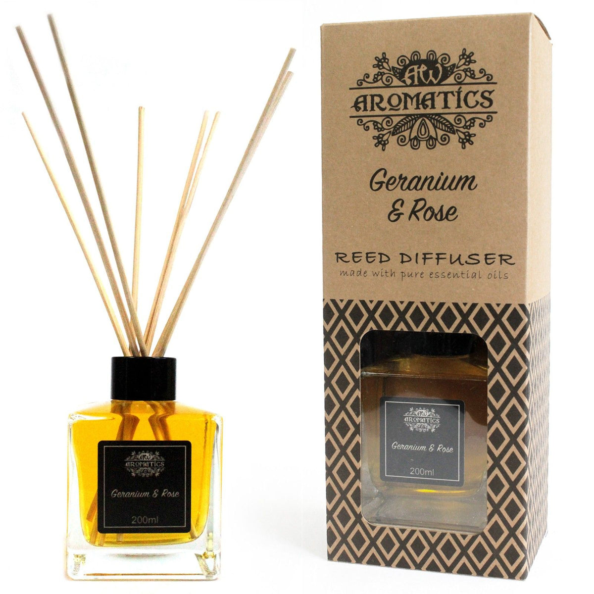 Aroma-Diffusor mit ätherischen Ölen Geranie & Rose, 200 ml