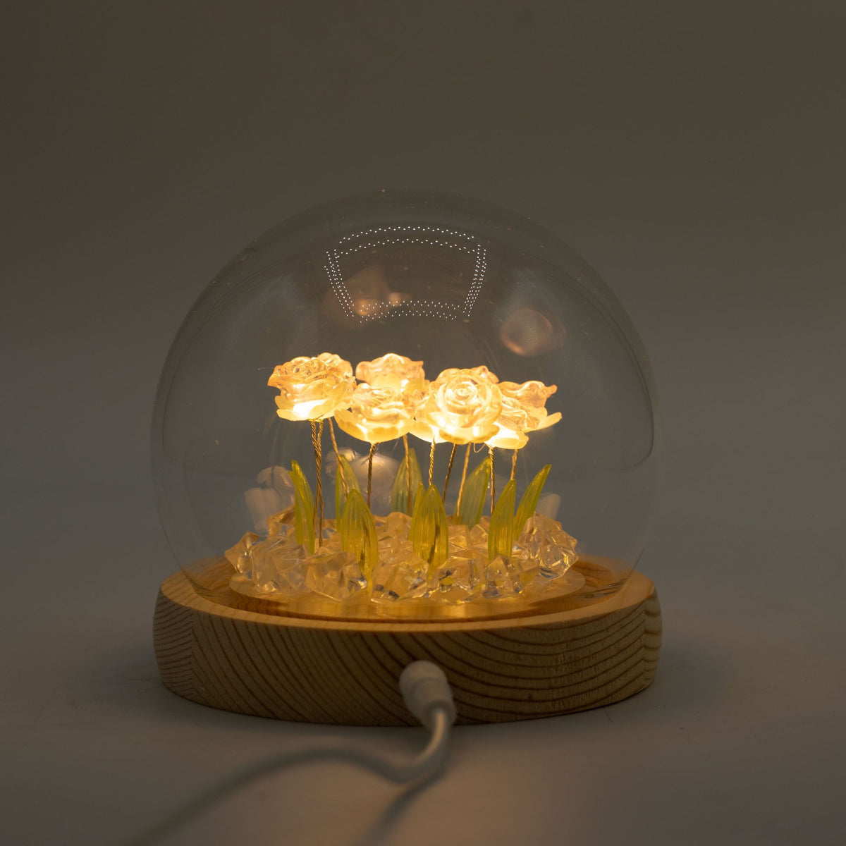 Lichtdekoration unter Glas – Rosa Rosen · USB