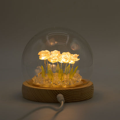 Lichtdekoration unter Glas – Rosa Rosen · USB