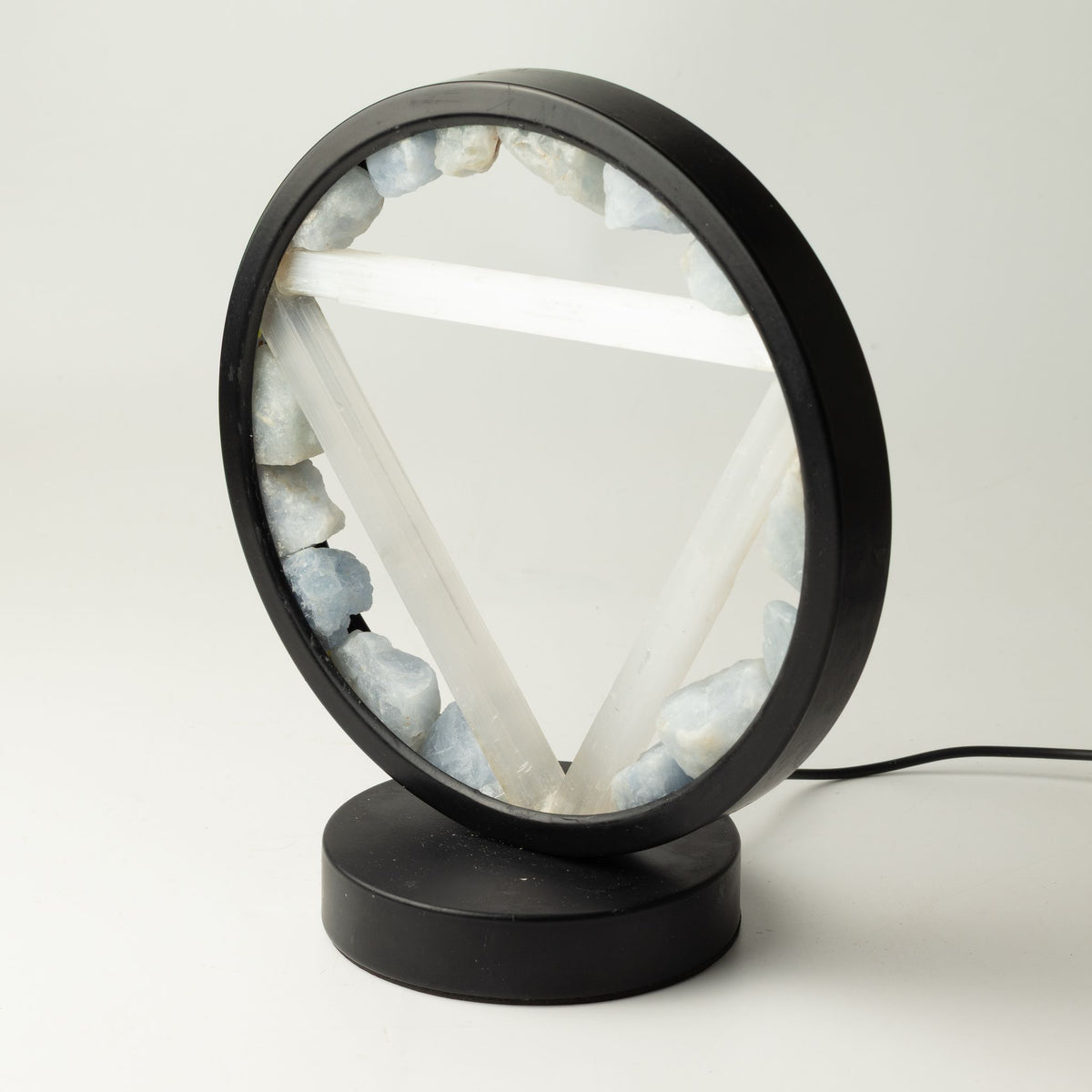Dekorative Lampe Halo – Aquamarin und Selenit · Wasser