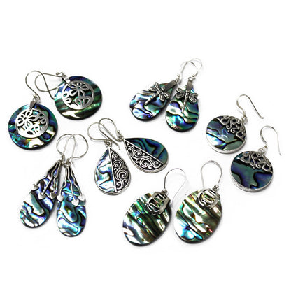 Ohrringe aus Muschel und Silber – Blumen – Abalone