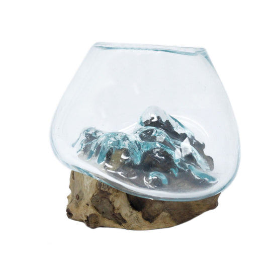 Glasschale auf Holz – klein