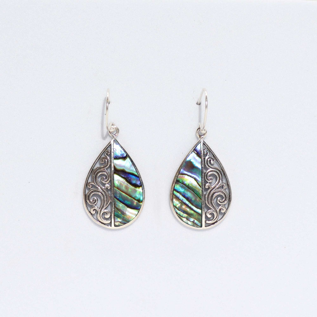 Ohrringe aus Muschel und Silber – Tropfenform – Abalone