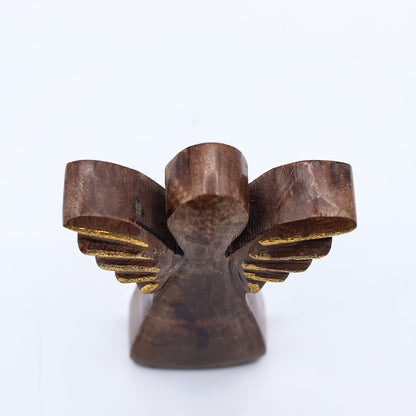 Kleiner Engel aus Mangoholz – Golddekor – 12 cm