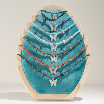 Mineralienkette Nymphe mit Schmetterling – Labradorit