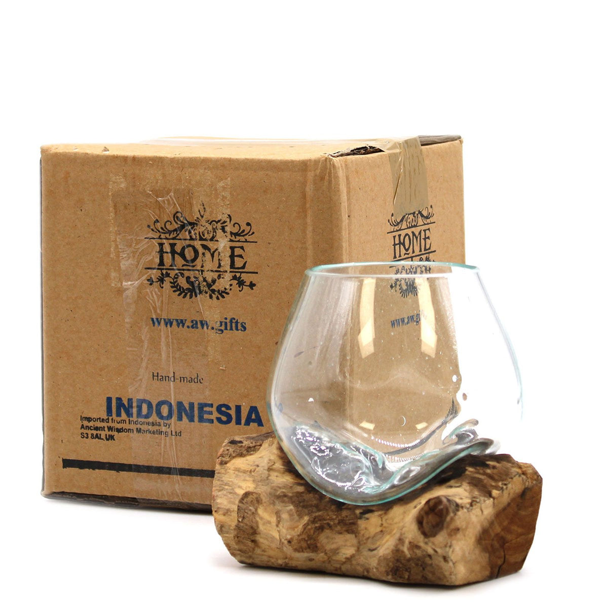 Glasschale auf Holz – klein