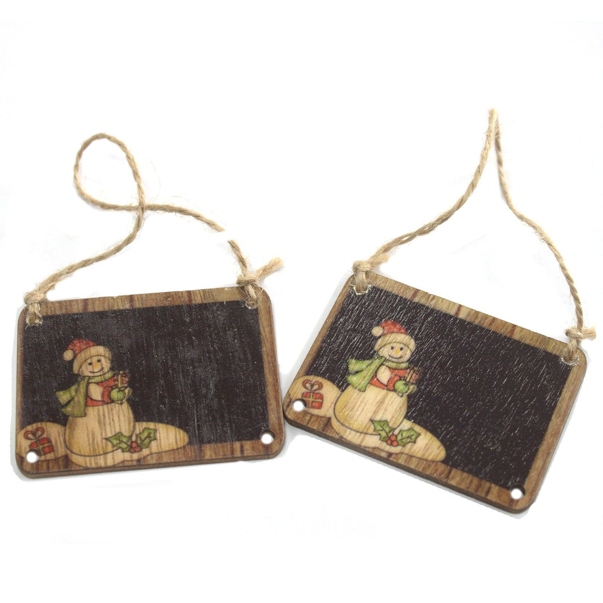 2er-Pack Weihnachtsdekorationen aus Holz – Schneemann