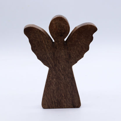 Mittlerer Engel aus Mangoholz – Golddekor – 16 cm