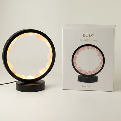 Dekorative Halo-Lampe mit Rosenquarz – Zen-Körper