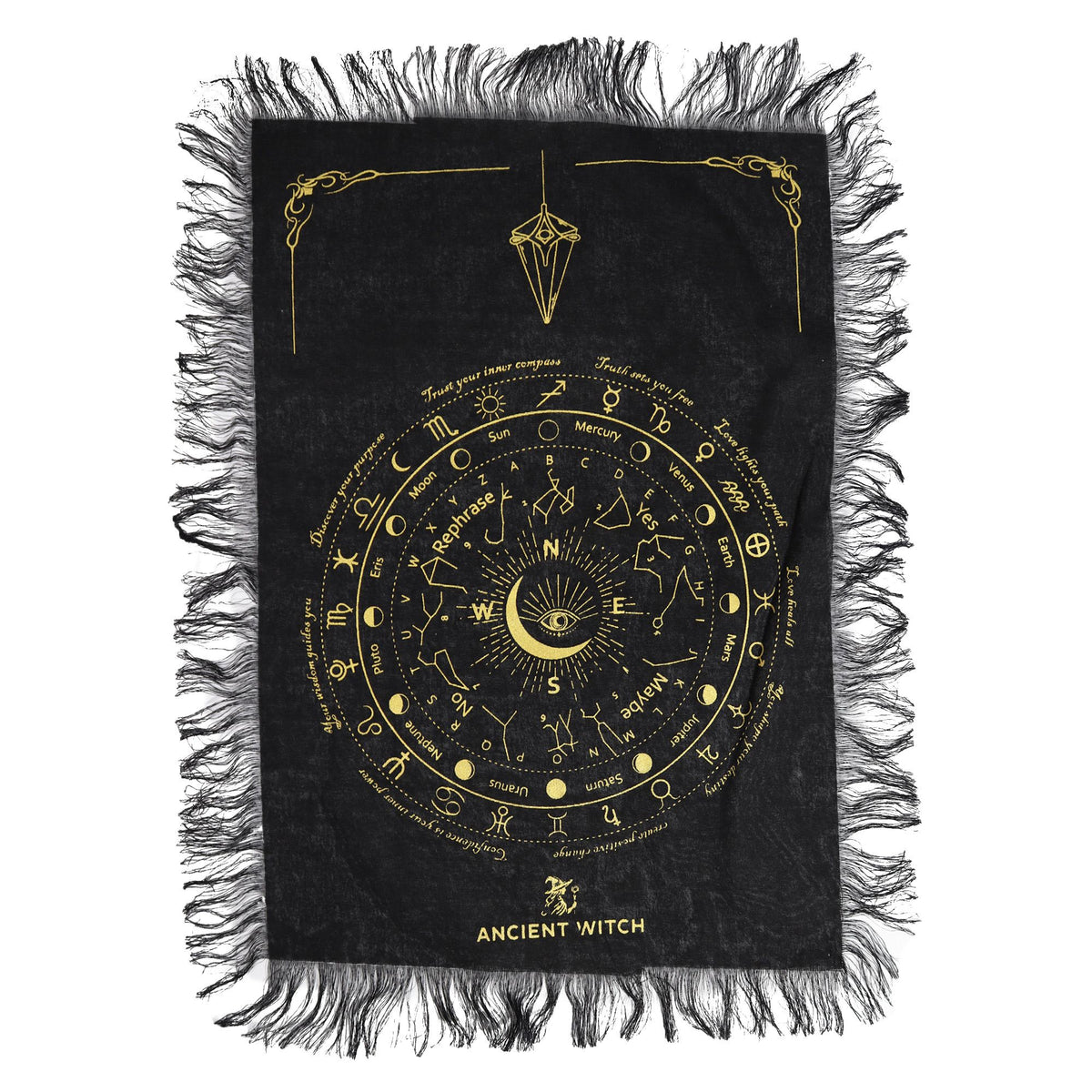 Pendelunterlage „Antike Hexe“ – Auge · Schwarz und Gold