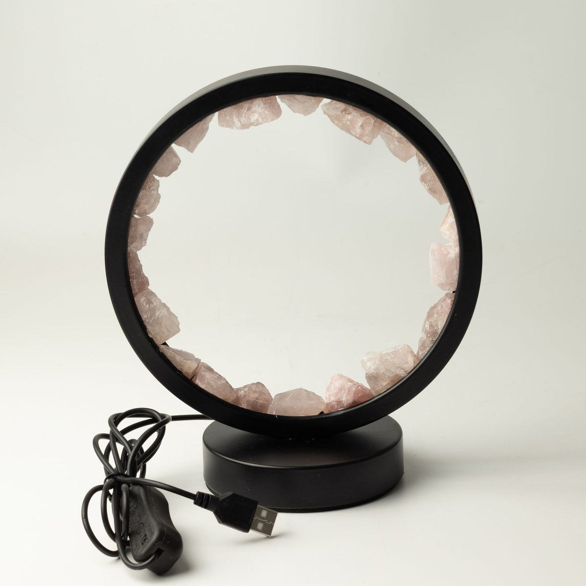 Dekorative Halo-Lampe mit Rosenquarz – Zen-Körper