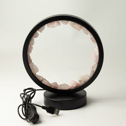 Dekorative Halo-Lampe mit Rosenquarz – Zen-Körper