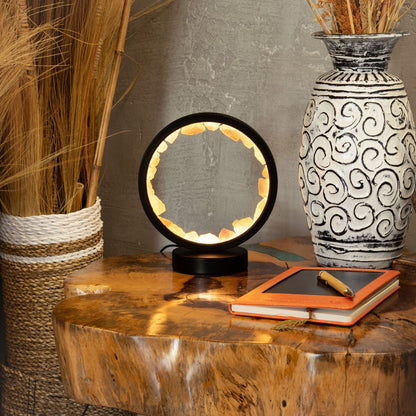 Dekorative Halo-Lampe mit Rosenquarz – Zen-Körper