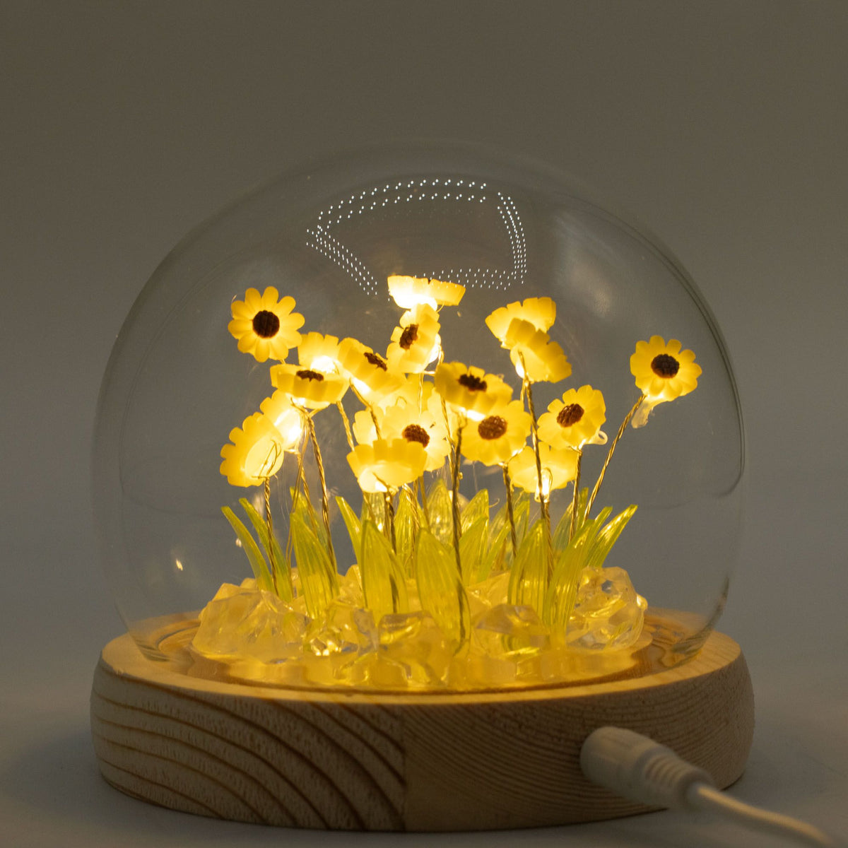 Lichtdekoration unter Glas – Sonnenblume · USB