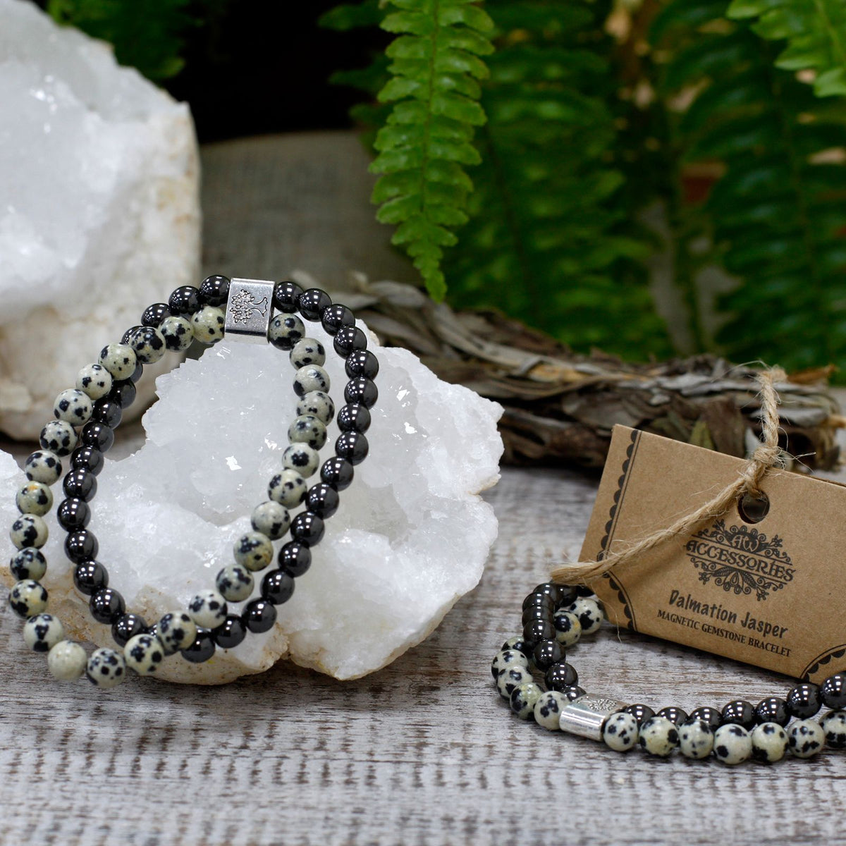 Magnetisches Edelsteinarmband – Dalmatinerjaspis