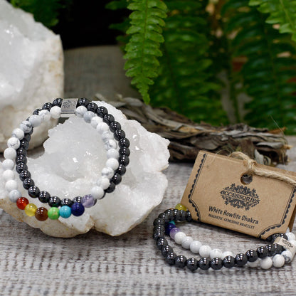 Magnetisches Edelsteinarmband – Weißer Howlith (Chakra)